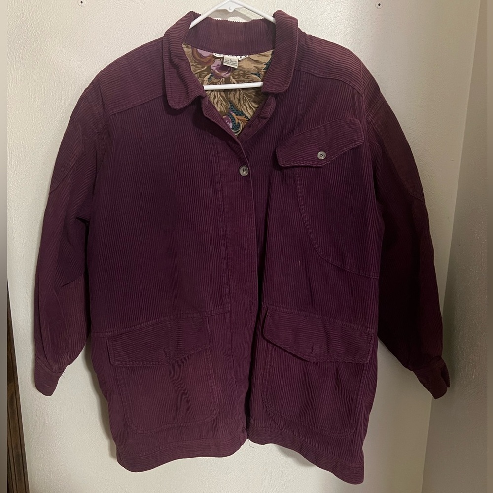 J.G. HOOK Vintage Corduroy Coat Plum Purple Women's Size L